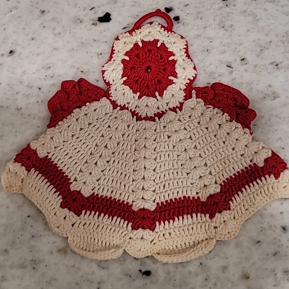 Vintage Hand Crochet Potholders 5 pc